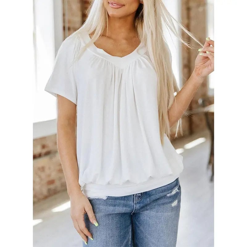 🎁Last Day Promotion✨Women's Casual Summer Short Sleeve V Neck Tops T-shirts