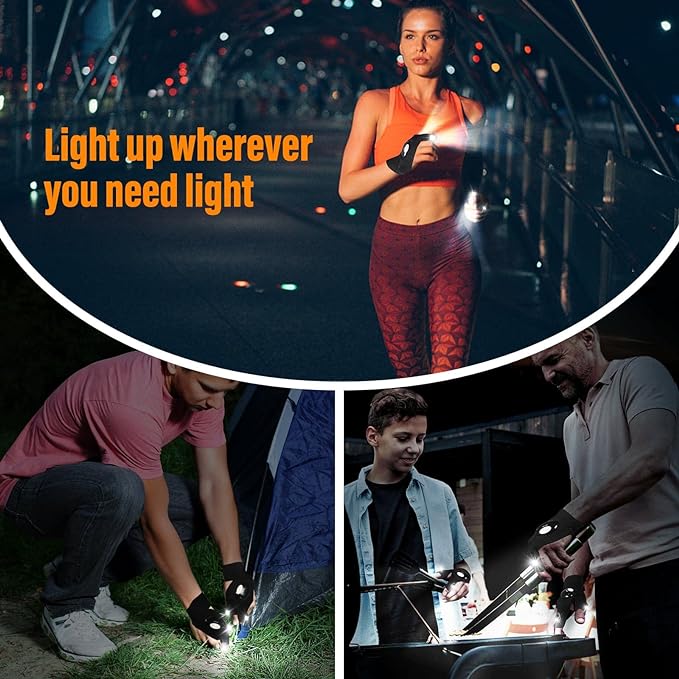 Hands-Free LED Half Finger Gloves