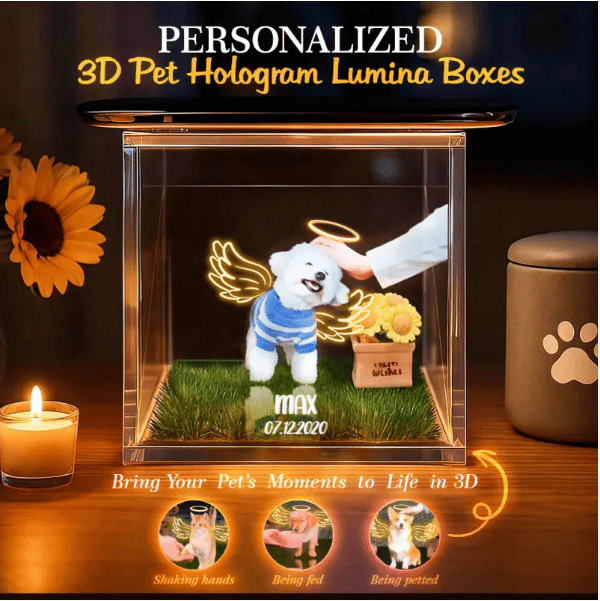 💓😭🐱🐕3D Pet Holographic House Custom Pet Memorial Display Crystal(Includes software)