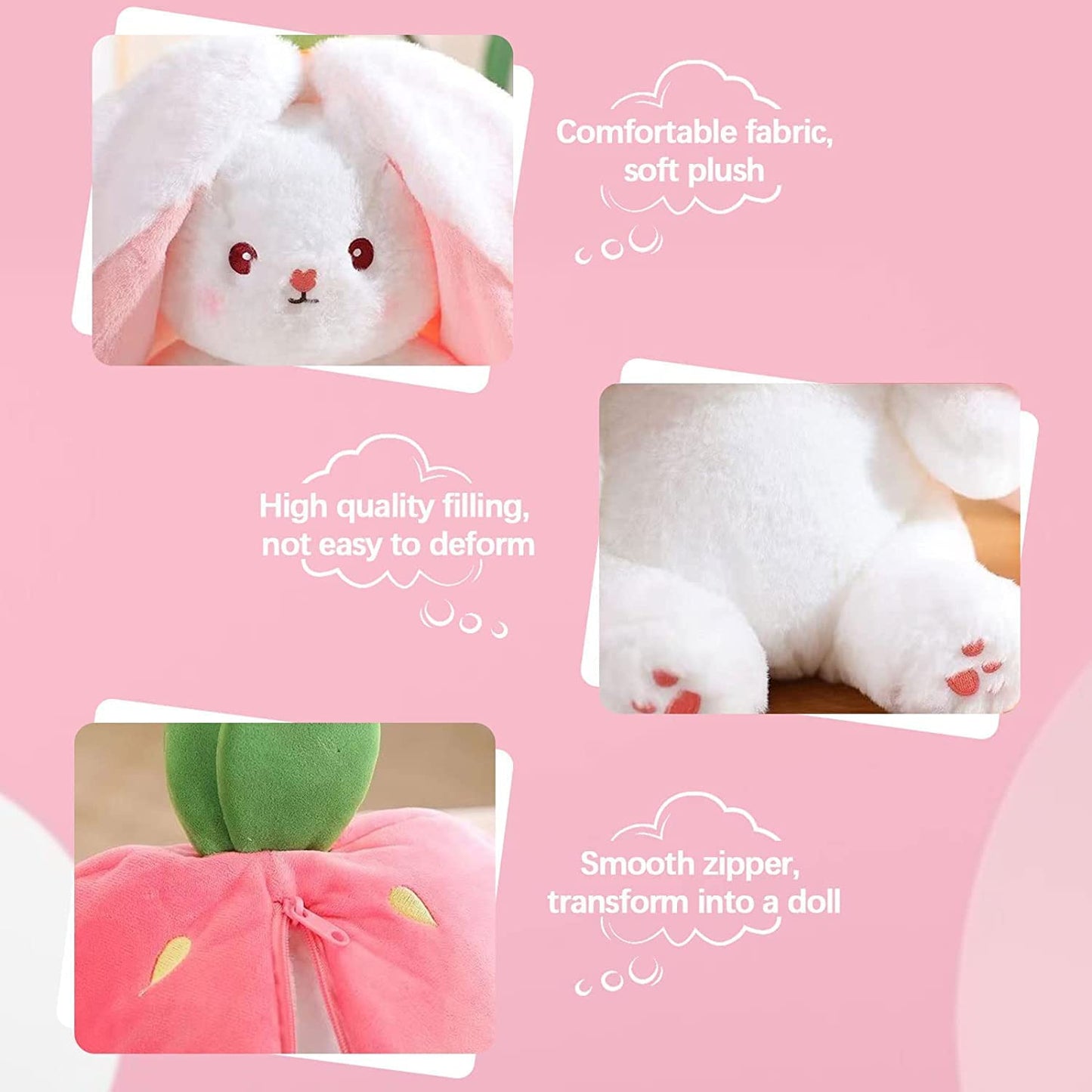 🐰Easter Early Sale 50% OFF🍓Strawberry Bunny Transformed into Little Rabbit🎀 Fruit Doll Plush Toy🐰