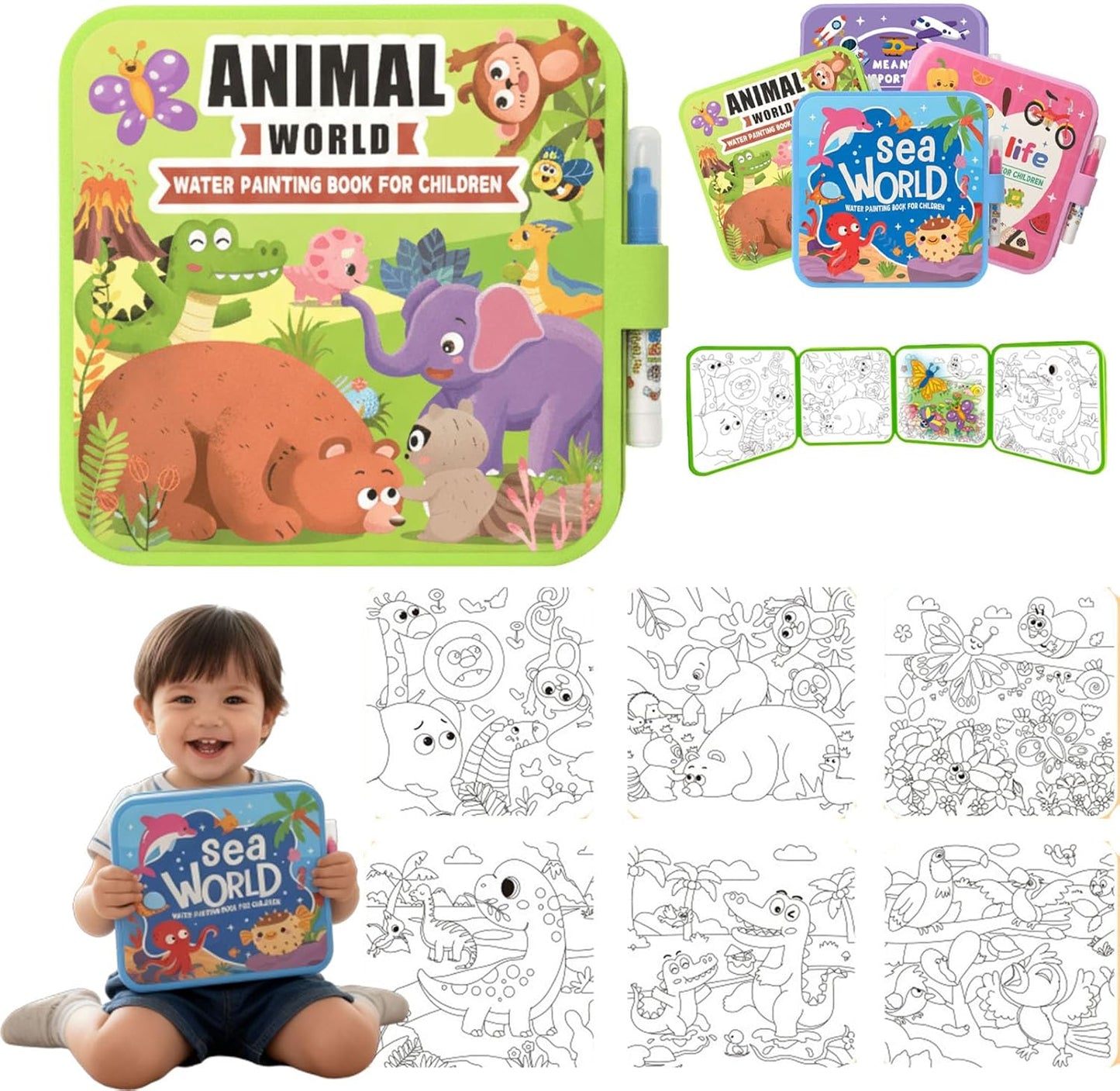 Water Coloring Book Set