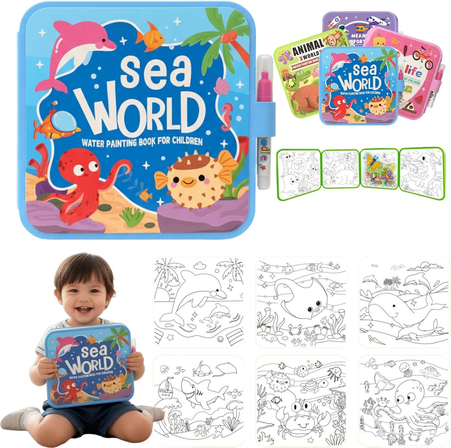 Water Coloring Book Set