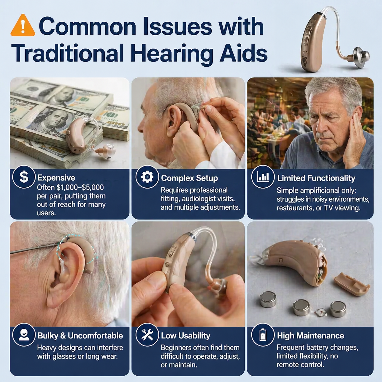 Bluetooth Smart AI Hearing Aids