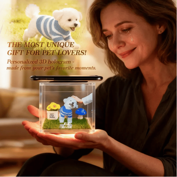 💓😭🐱🐕3D Pet Holographic House Custom Pet Memorial Display Crystal(Includes software)