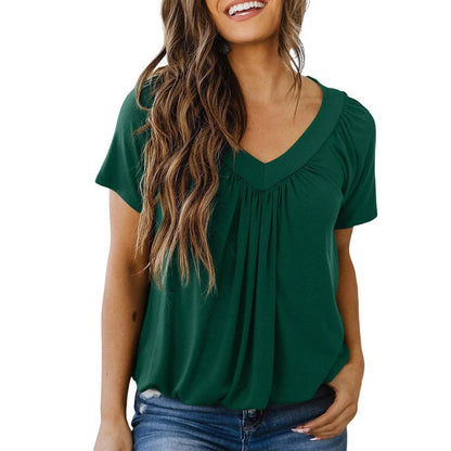 🎁Last Day Promotion✨Women's Casual Summer Short Sleeve V Neck Tops T-shirts
