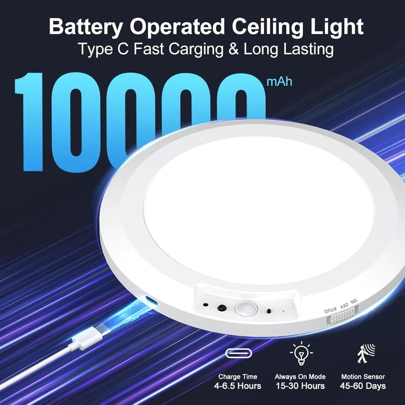 🎁 50% OFF🔌 Remote Rechargeable Motion Sensor Ceiling Light - Wireless Magnetic💡